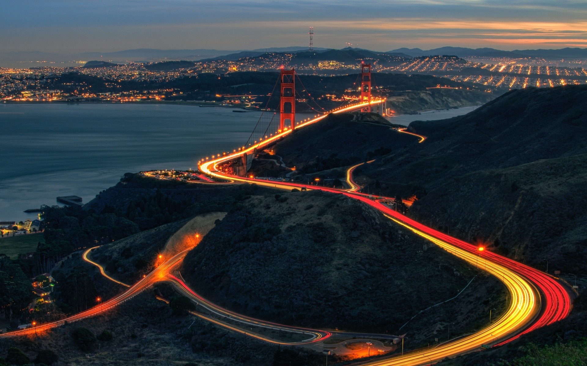 amerika transportsystem reisen straße wasser autobahn auto stadt verkehr meer meer landschaft himmel licht