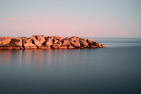 Evening sunset on the sea in America