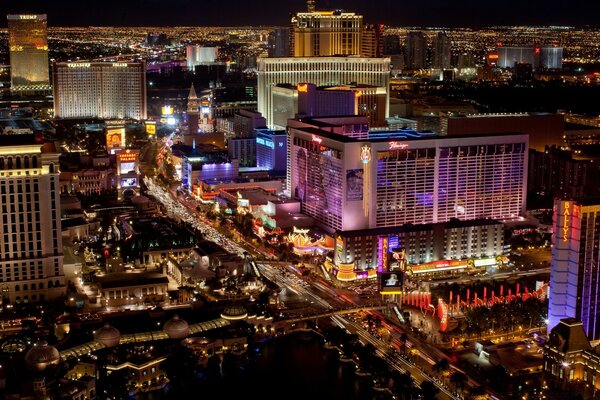 An American city illuminated by night lights