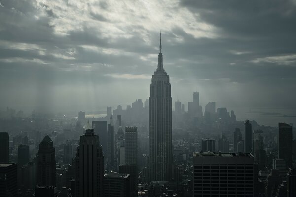 America. The city of skyscrapers in the evening