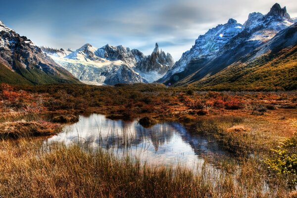 Mountain landscape reflected in the water