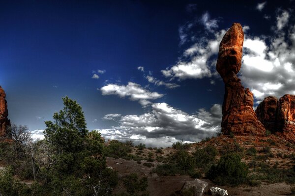 Desert canyon in cloudy weather