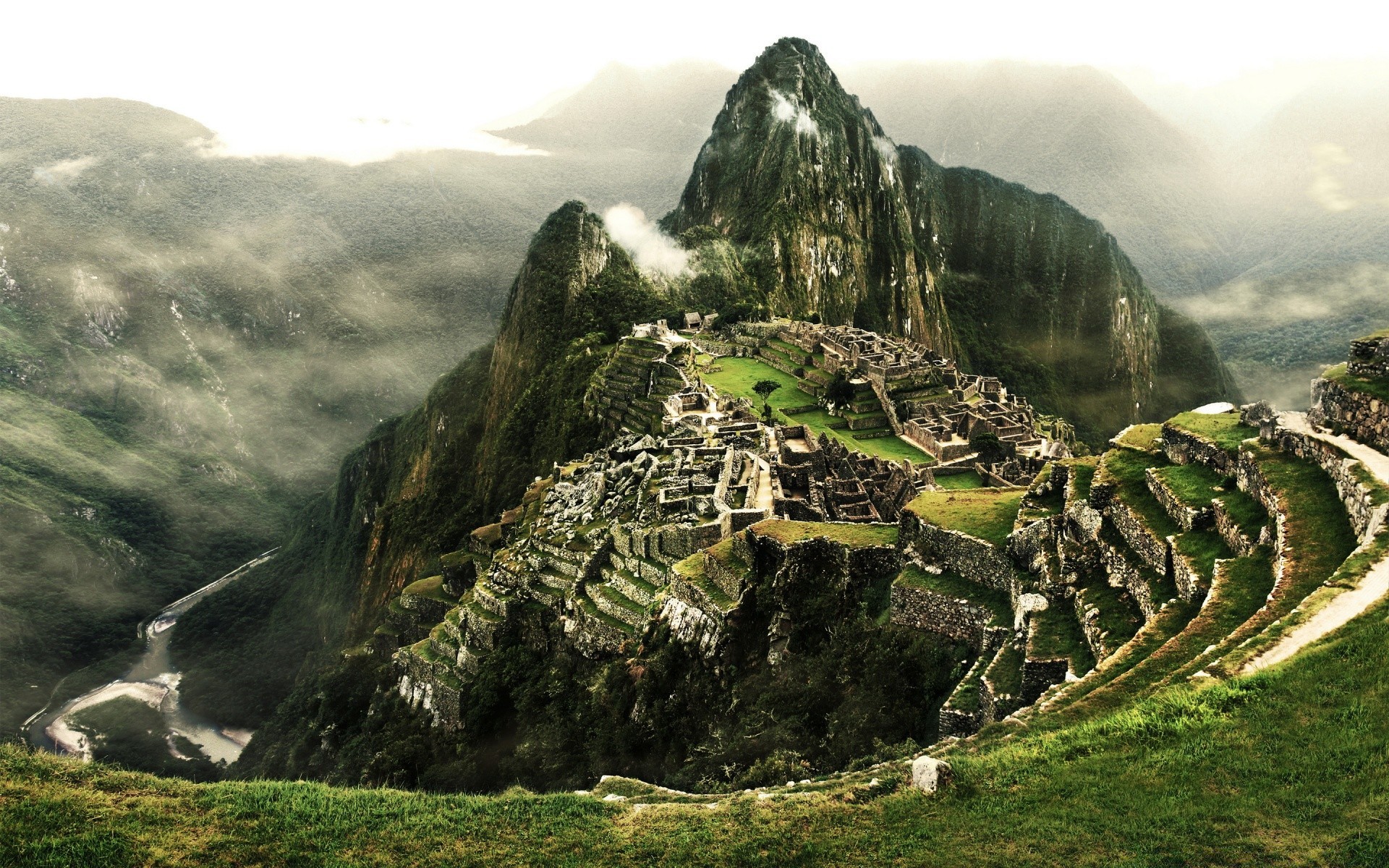 america landscape travel mountain valley nature outdoors rock water scenic hill mist sky