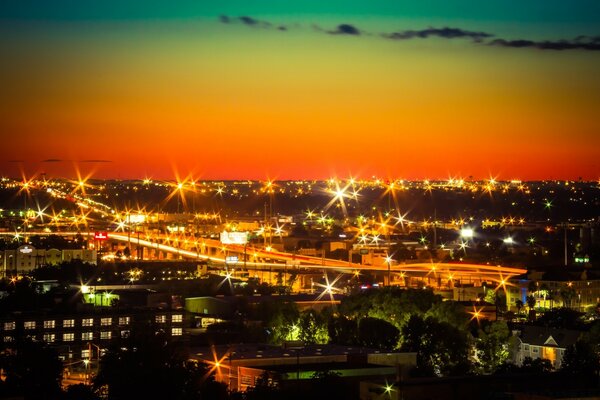 Twinkling lights of the night city