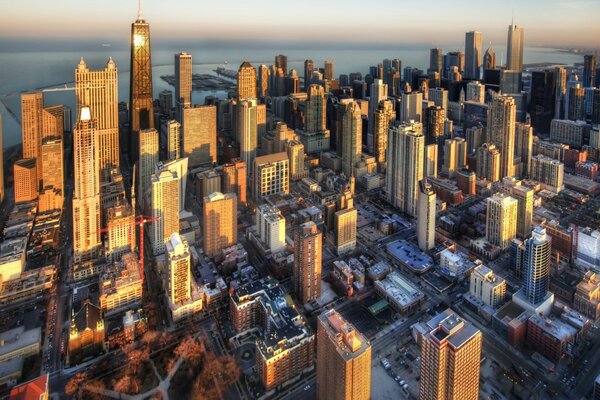 América. La ciudad de los rascacielos en el sol