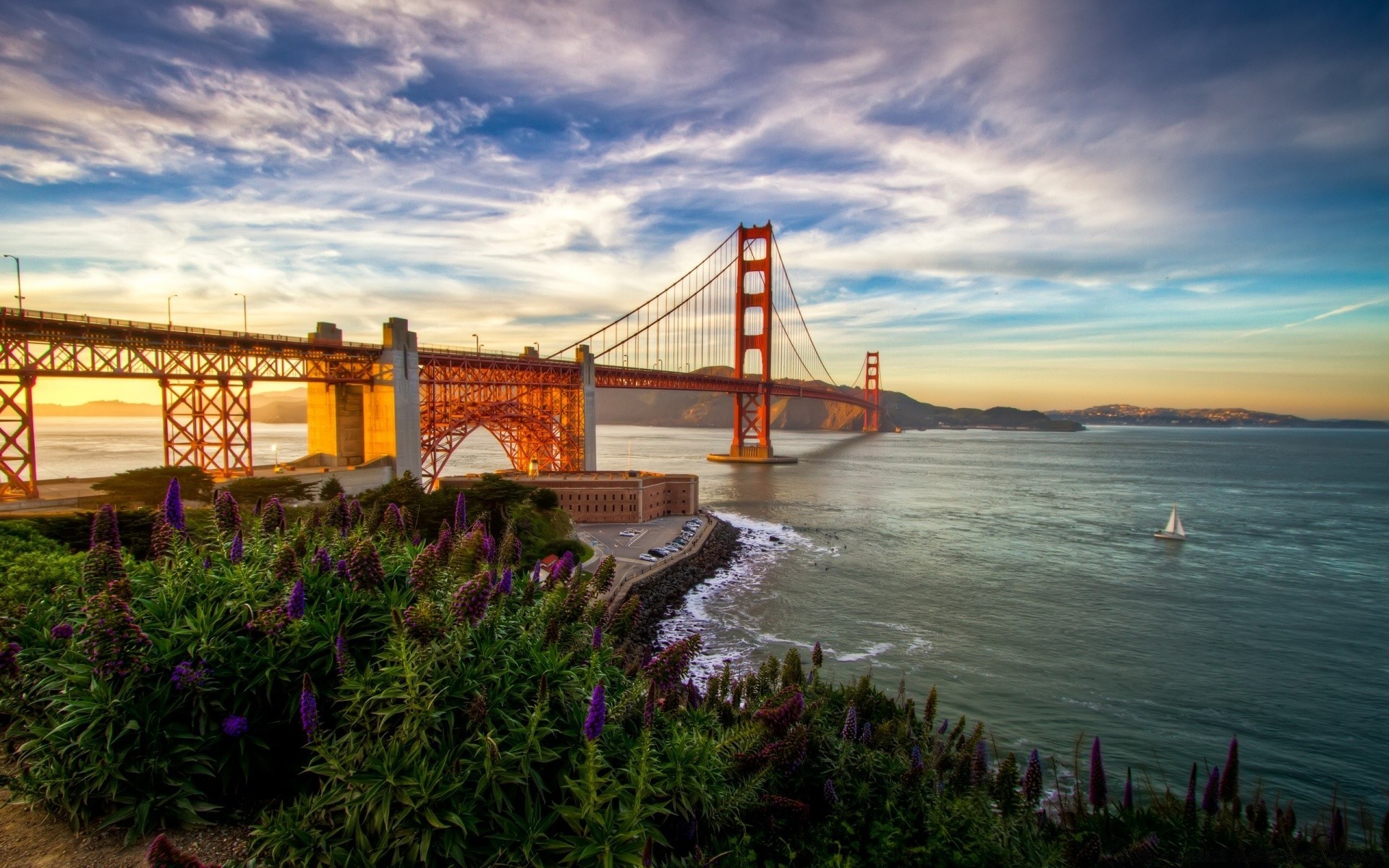 america water bridge travel sunset sky evening dusk dawn river landscape sea architecture ocean tourism