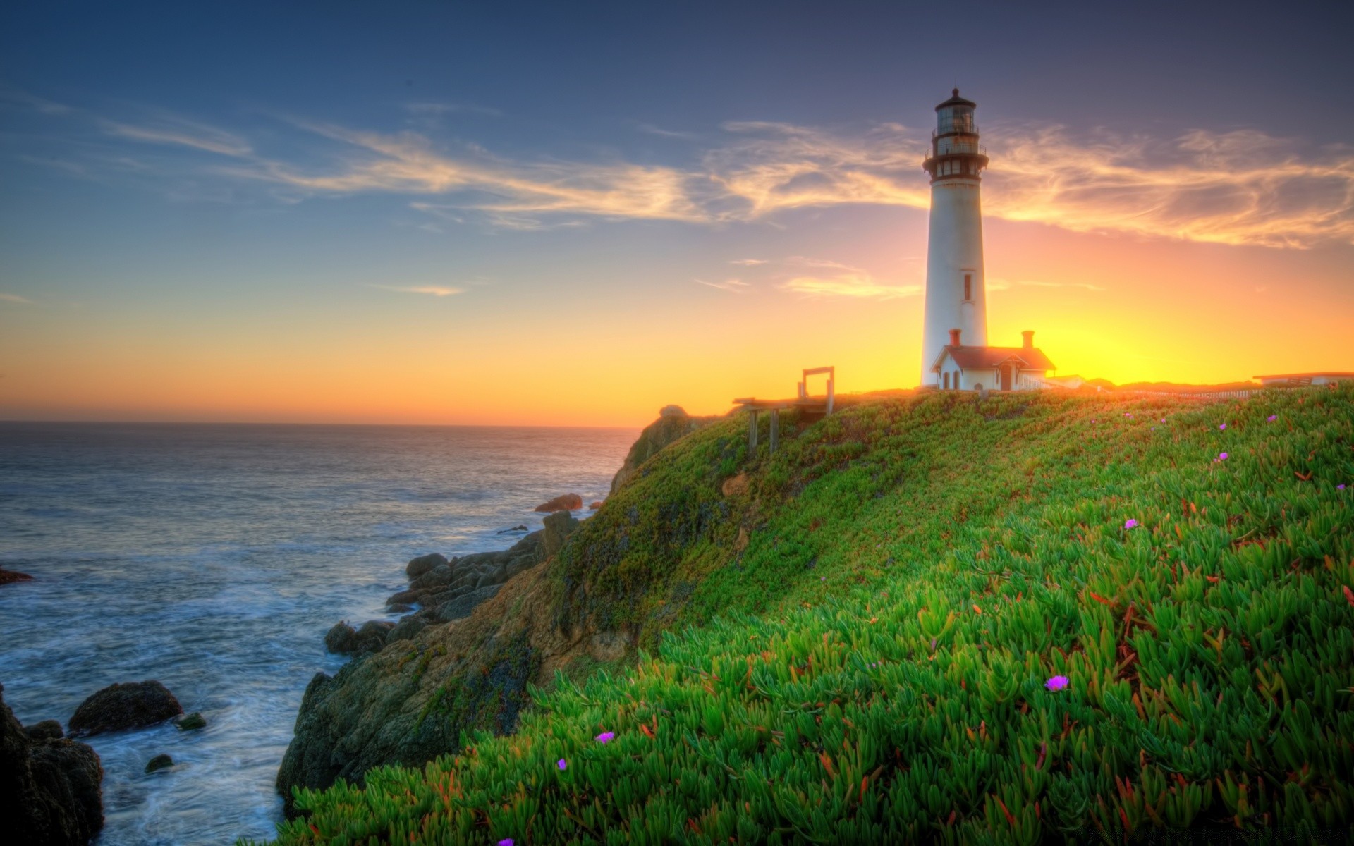 america lighthouse sunset seashore sea water dawn ocean beach nature dusk evening sky landscape travel seascape outdoors light sun summer