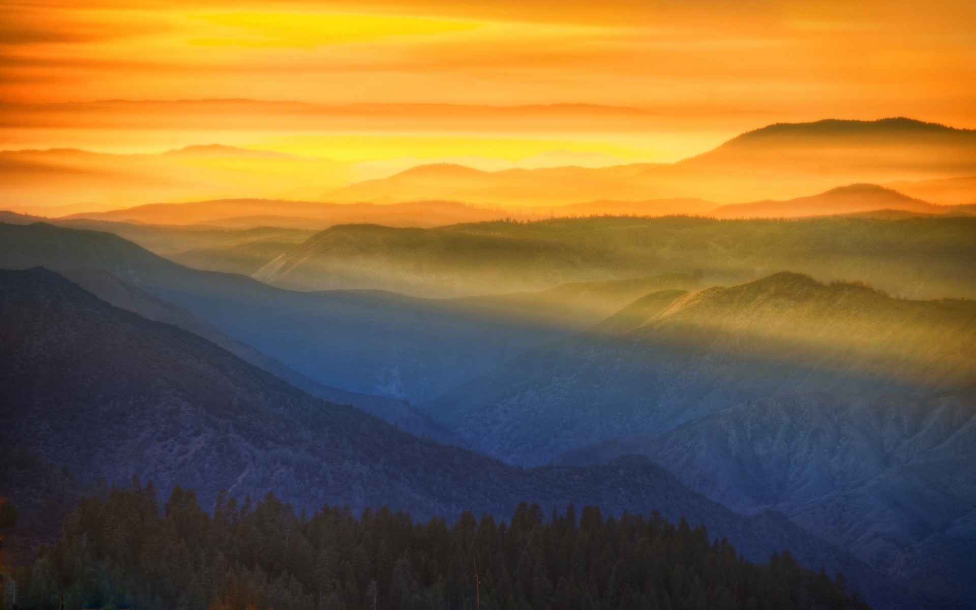 amérique coucher du soleil aube soir crépuscule paysage brouillard montagnes ciel voyage à l extérieur nature eau neige brouillard soleil