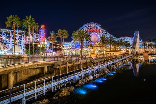 Roller coaster at the amusement park