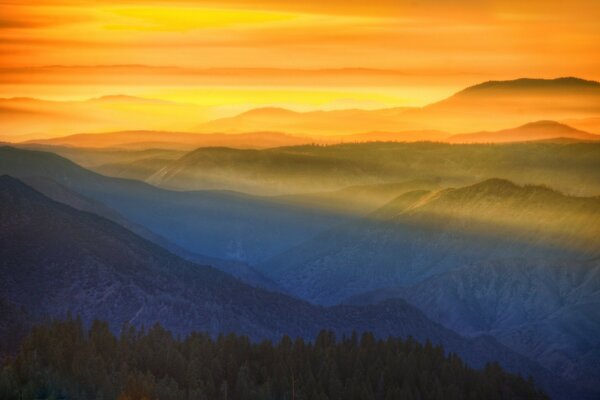 Very colorful, rainbow sunset of nature