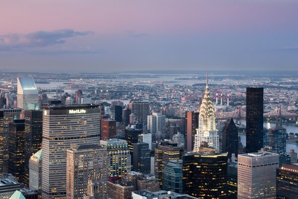 View of the city against the gloomy sky