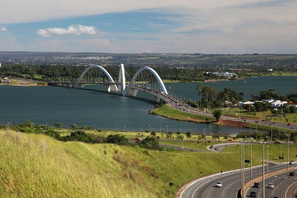 The bridge in all its glory. River landscape