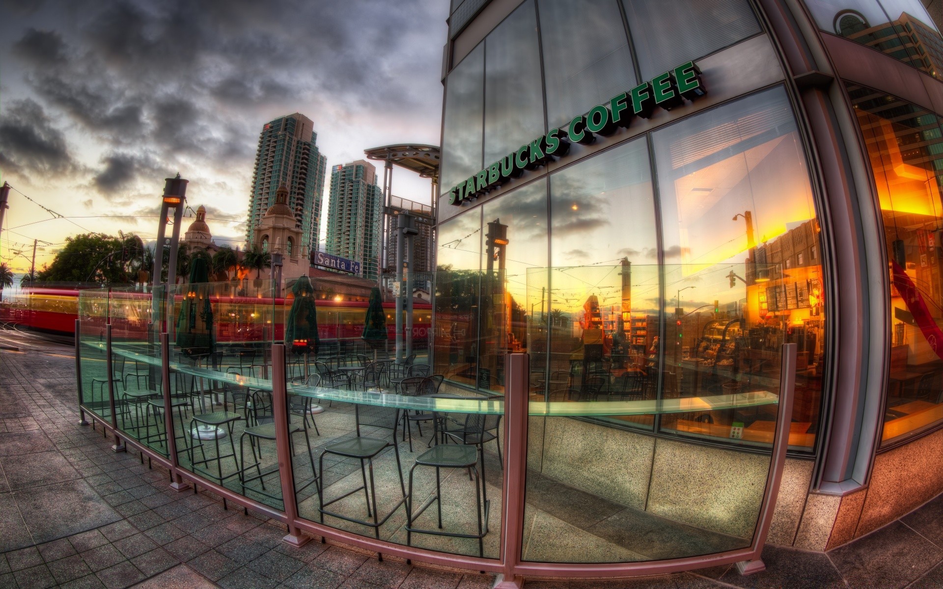 america city modern building urban travel reflection architecture light hotel skyscraper business downtown office skyline glass street evening cityscape window bridge