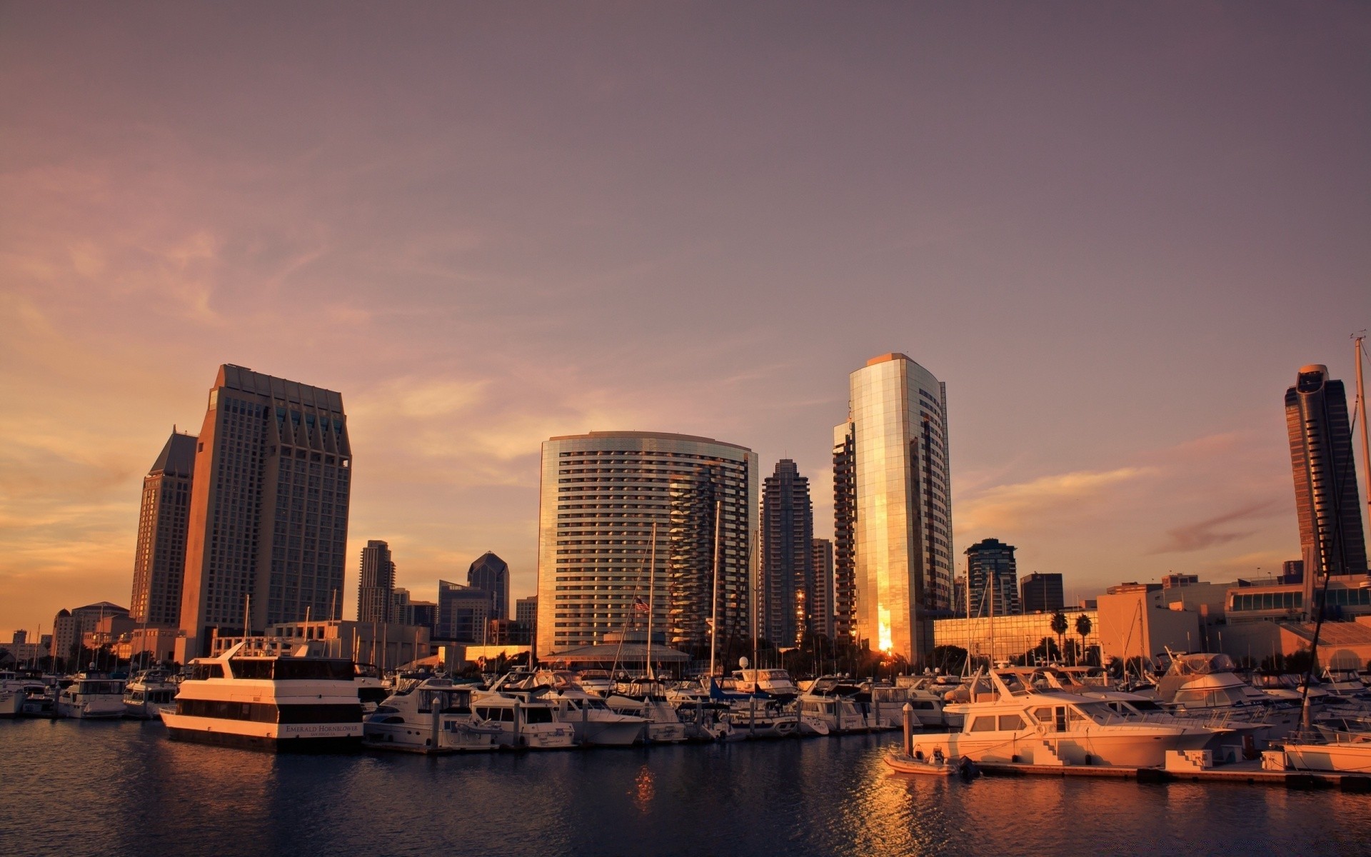 america city architecture downtown skyline skyscraper cityscape building office waterfront sky dusk water sunset travel finance river urban reflection modern