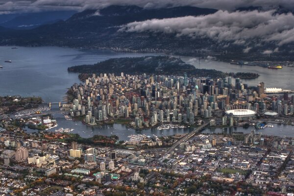 Kanada Stadt Vancouver an der Küste von Burrard Bay