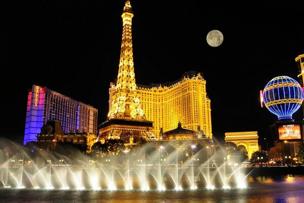 Las Vegas Casino lights turn on in the evening