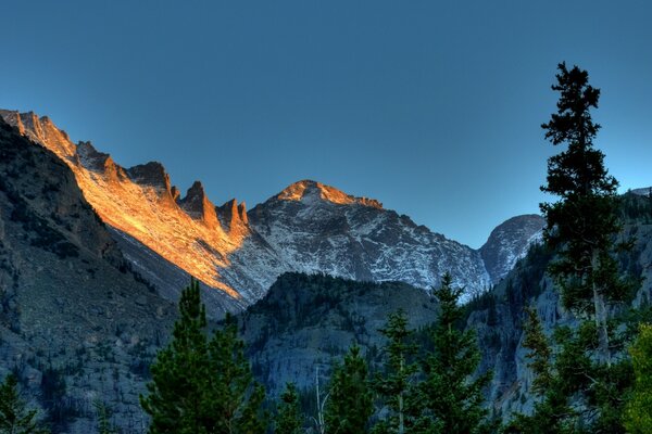 Mountain landscape in the rays of sunset