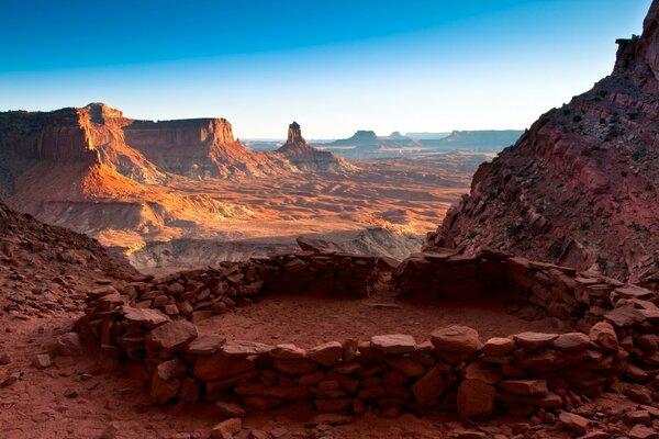 A stone circle laid out in the desert