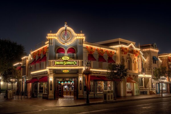 Night street of an American city