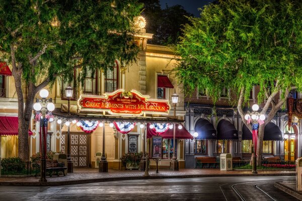 Paisaje de la calle americana por la noche