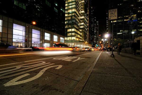 City lights on the street