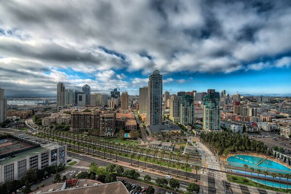 Arquitectura de la ciudad a vista de pájaro