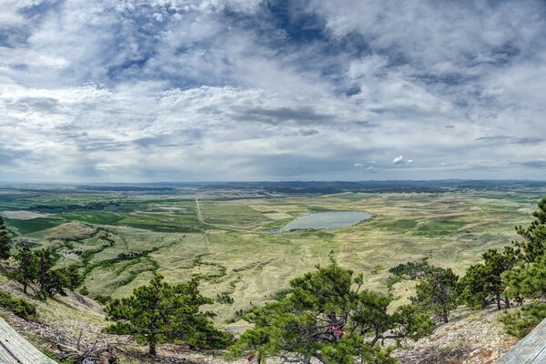 American plains on the background of clouds