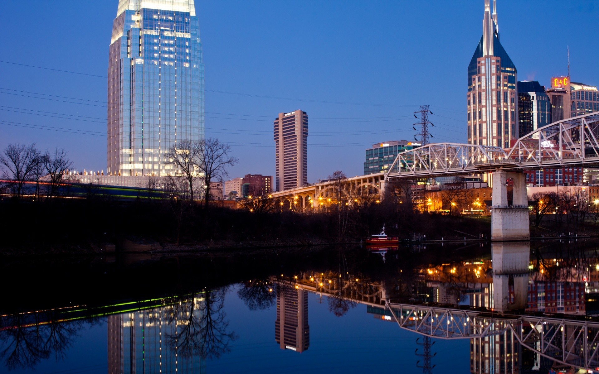 ameryka architektura miasto dom rzeka podróże miasto wieżowiec niebo skyline zmierzch odbicie wody miejski most nowoczesne biuro wieża biznes centrum miasta