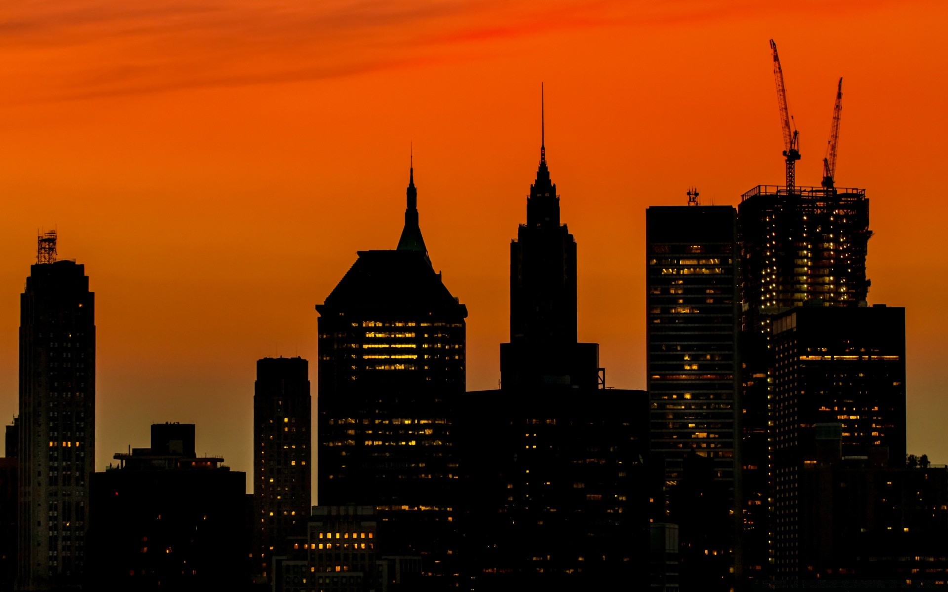 amérique coucher de soleil skyline gratte-ciel architecture ville centre-ville crépuscule ville soir ciel voyage aube maison tour silhouette à l extérieur lune