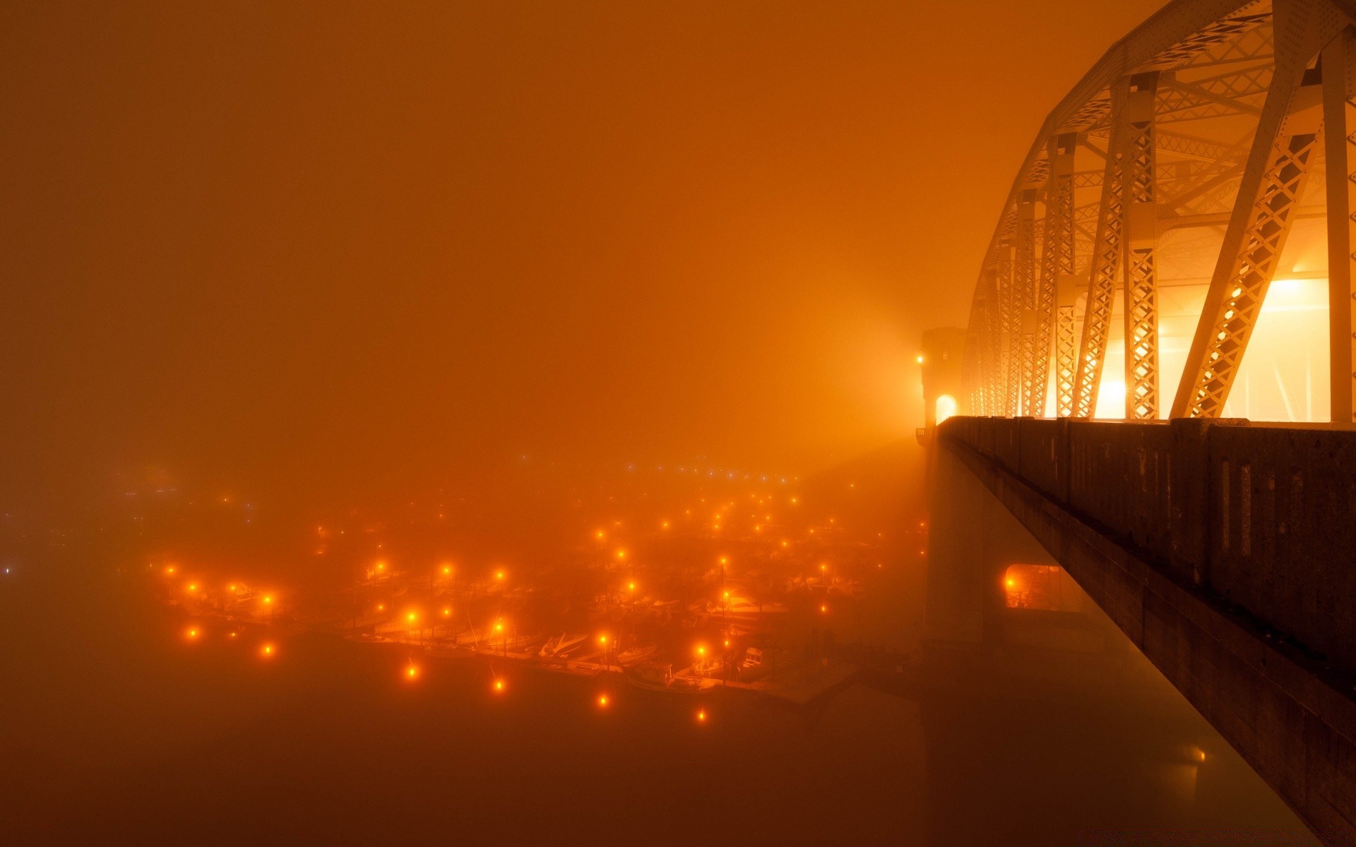 america sunset dawn sun evening dusk light sky landscape bridge city blur water