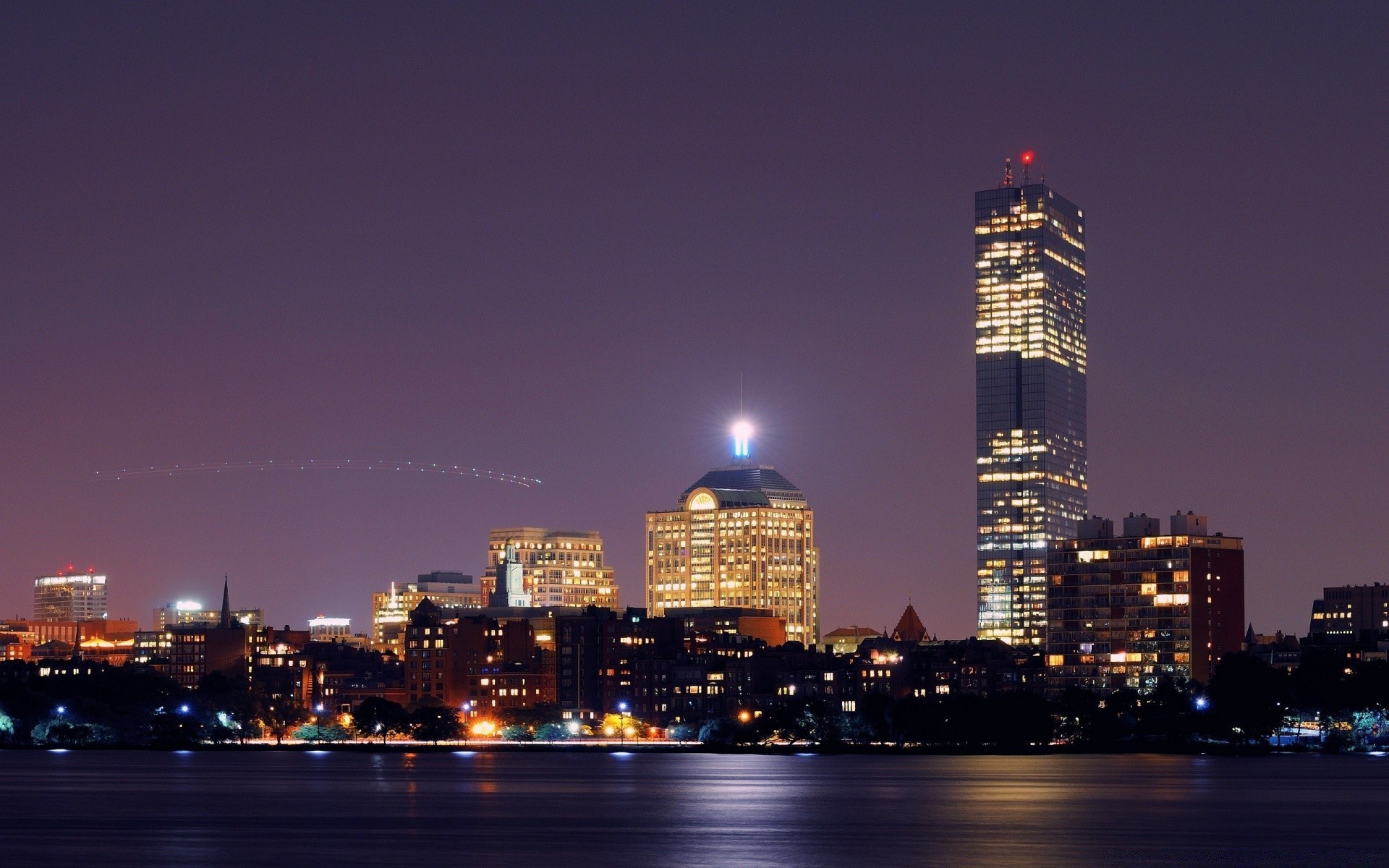 america city architecture cityscape dusk downtown skyscraper travel building skyline sky evening business office sunset water river illuminated finance