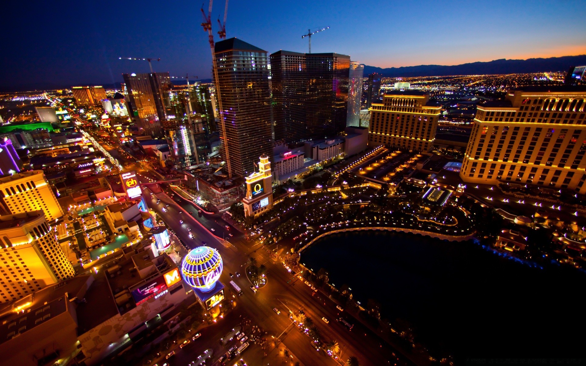 america city dusk cityscape skyscraper evening traffic downtown road skyline travel architecture urban building light business highway bridge illuminated modern