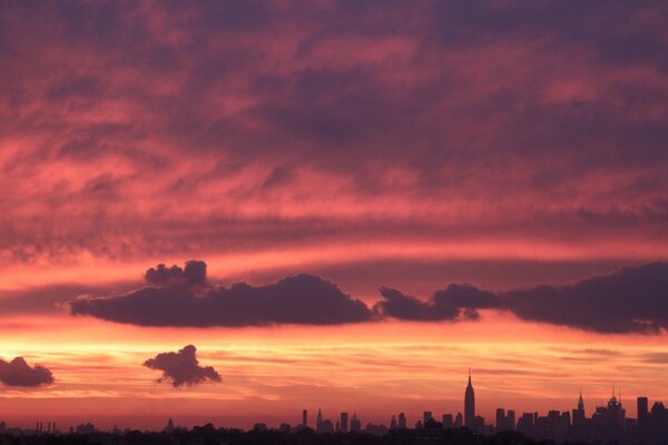 Sunset over the city