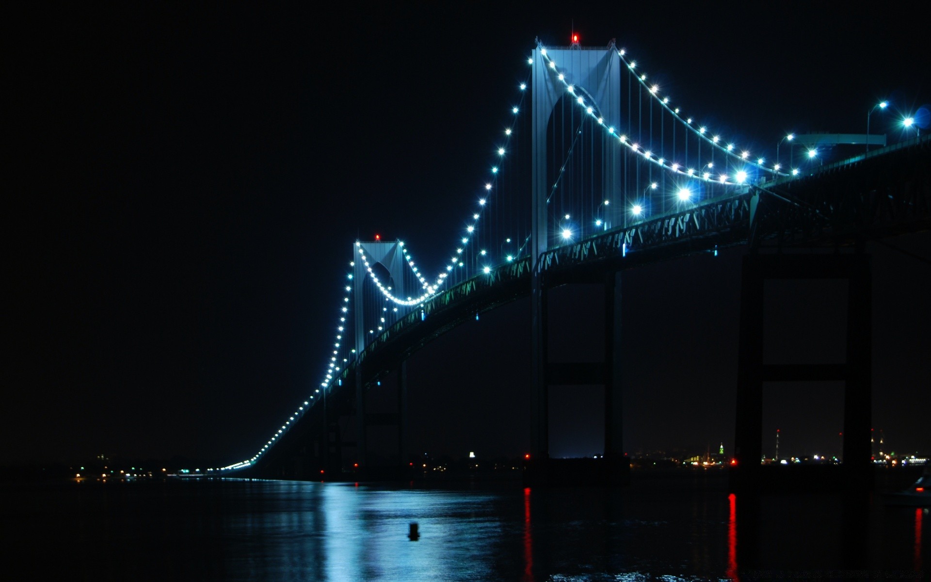 américa puente puente colgante arquitectura ciudad luz agua noche conexión río viajes sistema de transporte urbano casa tráfico