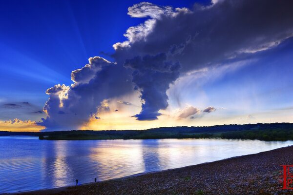 Cumulus clouds over the coast