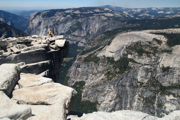 People on the background of beautiful mountains