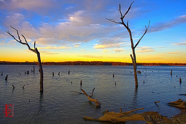 The nature of sunset and dawn and water