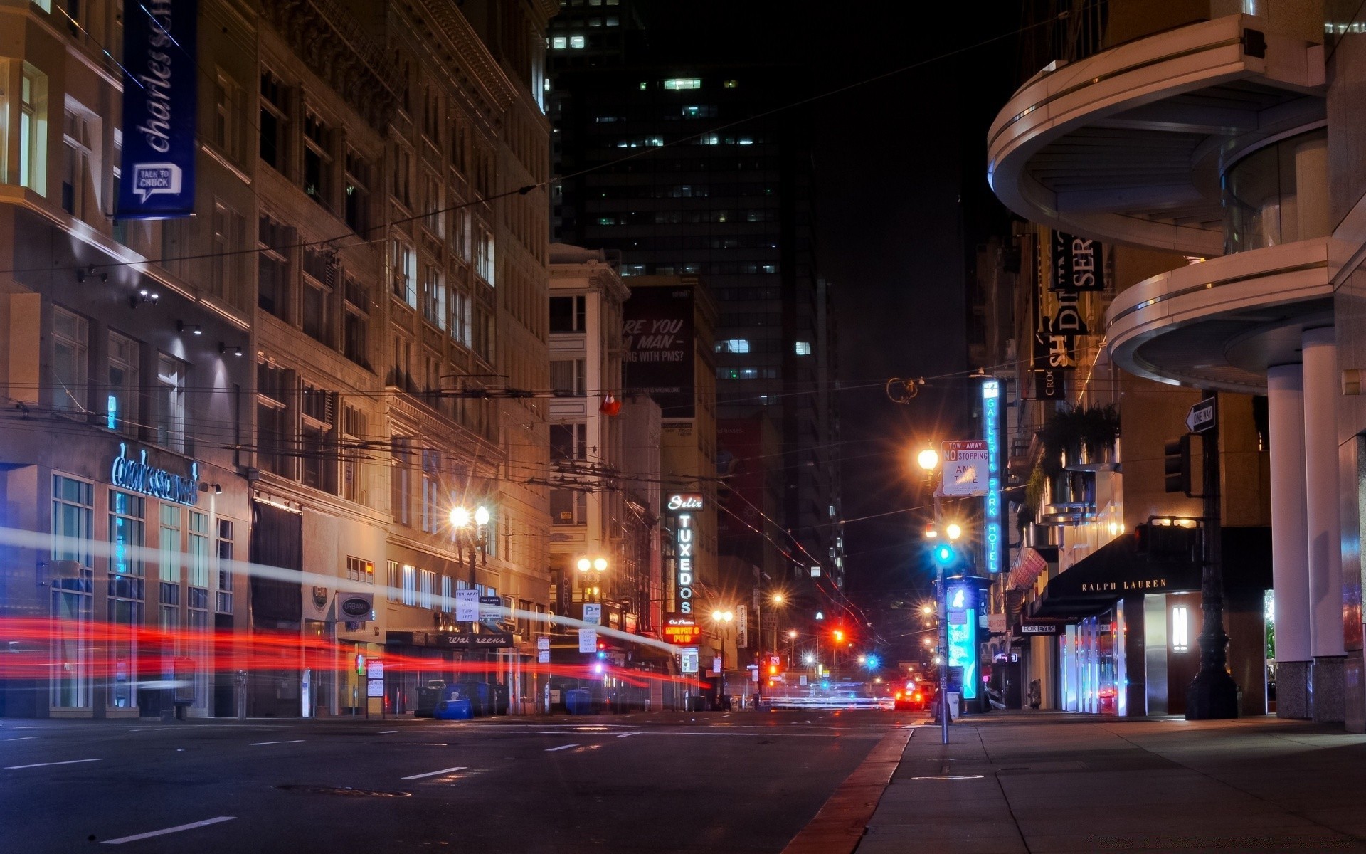 america street road city traffic light car travel blur urban transportation system evening dusk illuminated bus building architecture business downtown