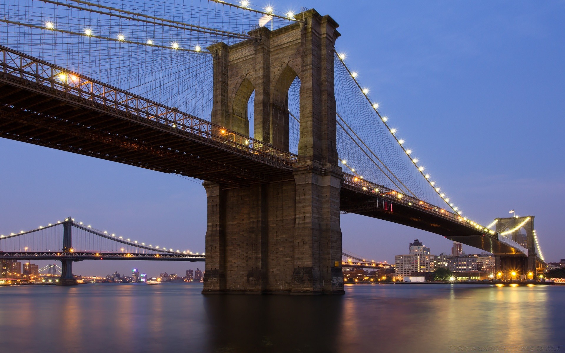 america bridge suspension bridge water architecture river travel connection city sky suspension sunset transportation system urban construction drawbridge building reflection dusk suspend