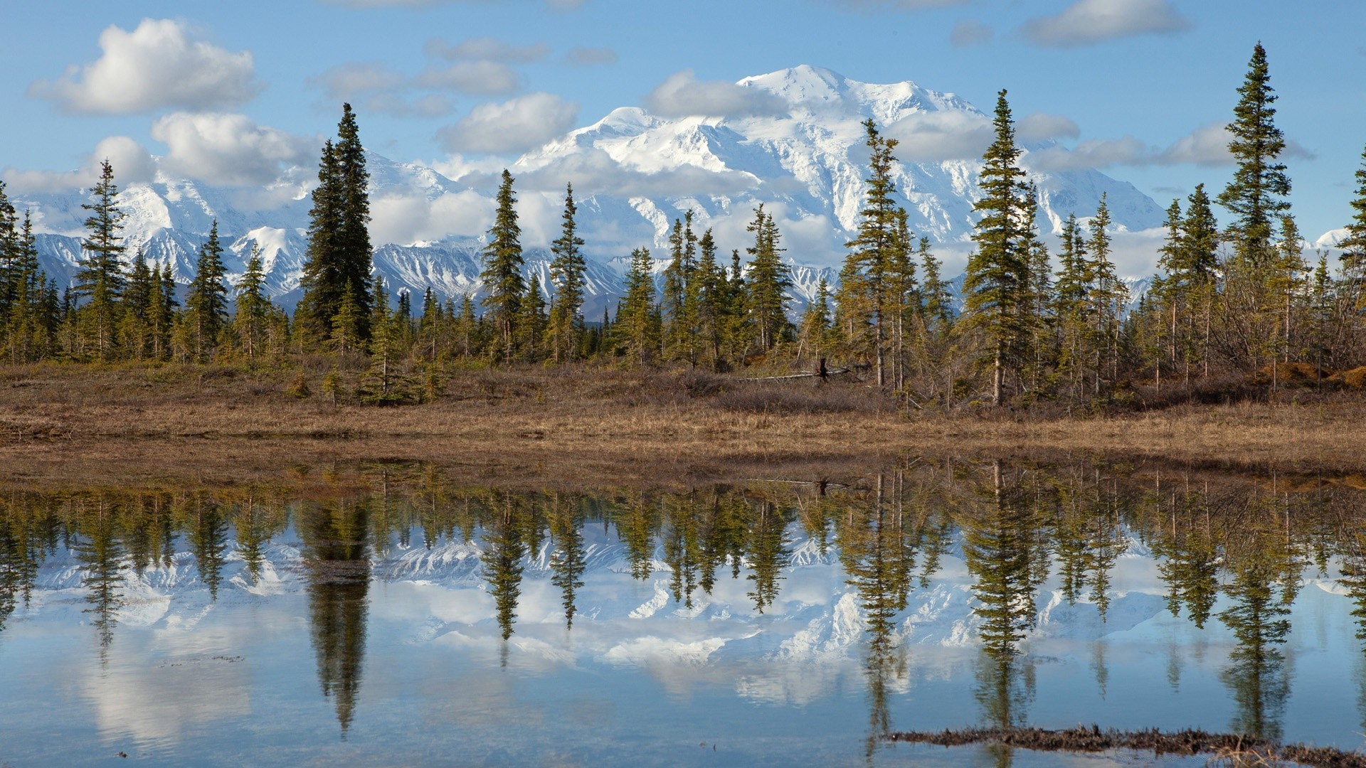 america lake reflection landscape water wood nature tree outdoors scenic conifer sky mountain fall snow evergreen composure