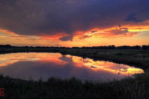 Abend Sonnenuntergang am Wasser