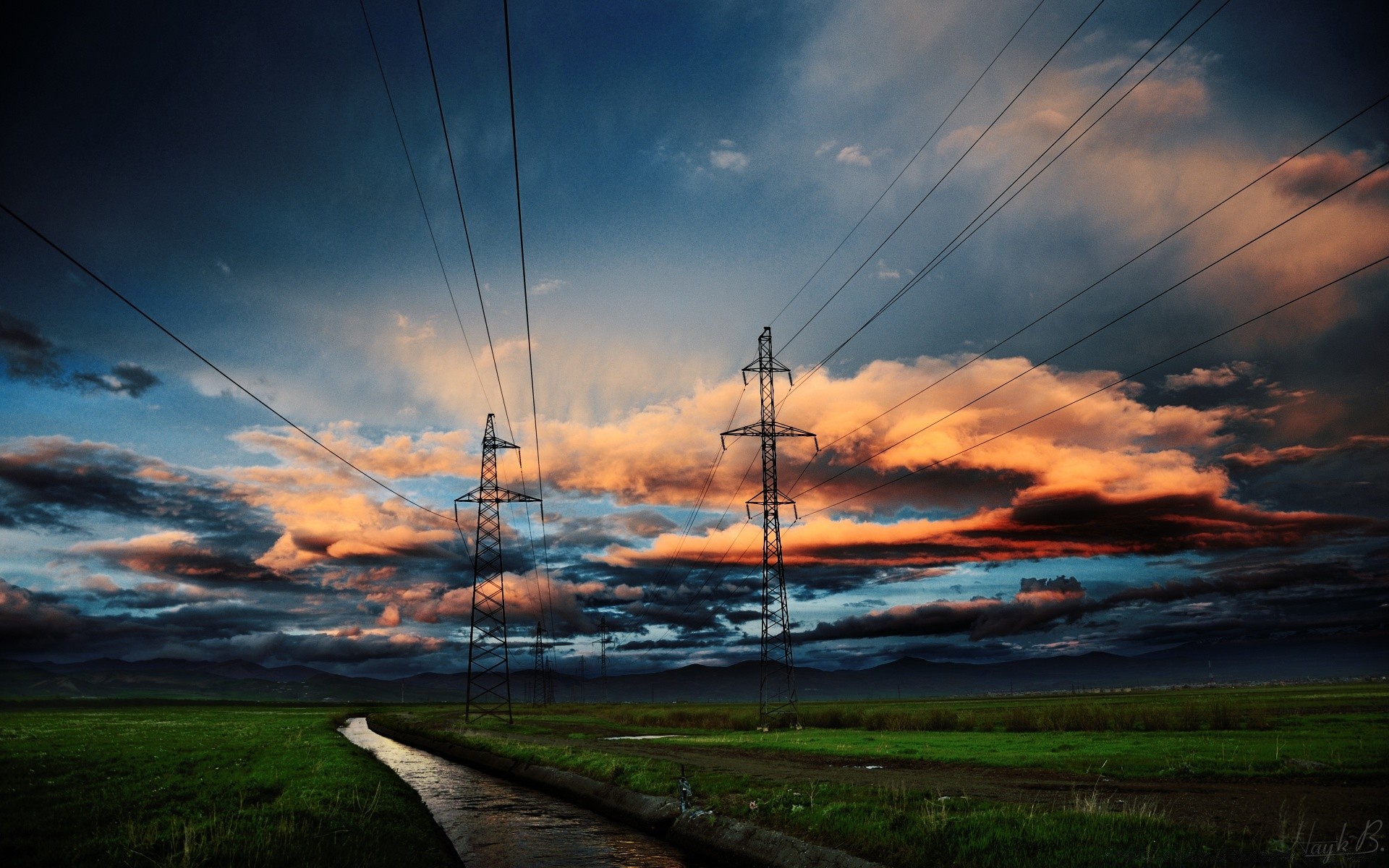 paysage ciel électricité puissance énergie tension coucher de soleil nature aube paysage fils environnement industrie crépuscule lumière soir extérieur danger