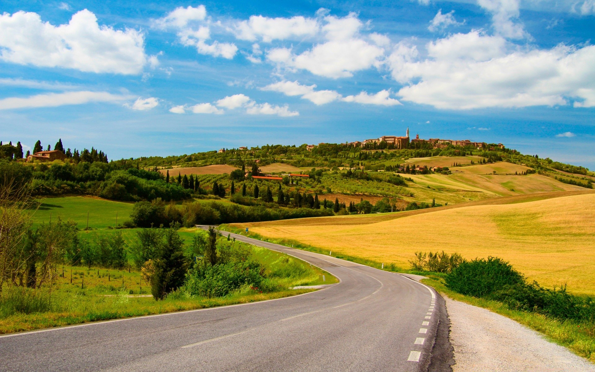 landscapes road rural countryside outdoors landscape nature travel grass sky asphalt summer guidance tree country