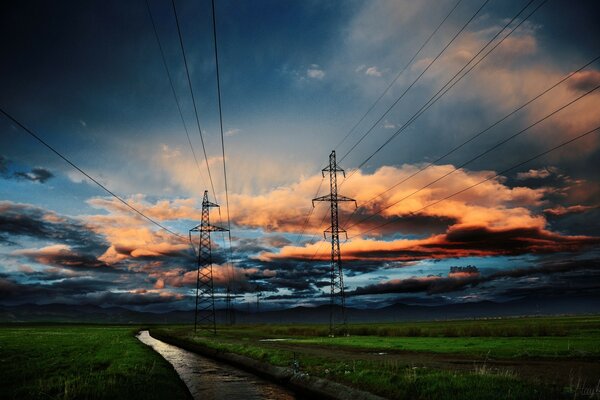 Suportes elétricos no campo