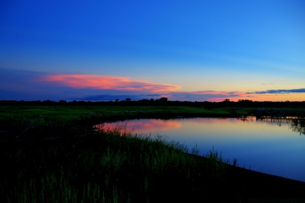 Dawn on the lake American landscape