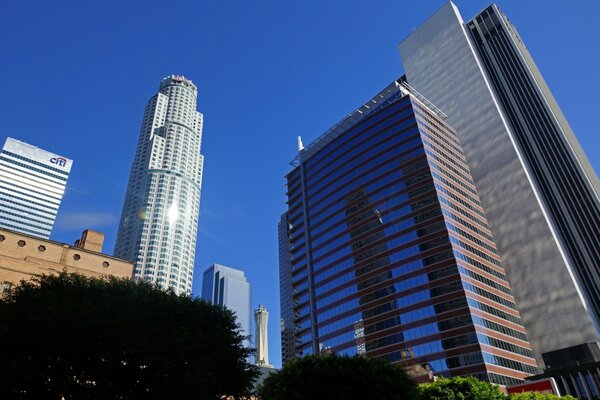 High-rise buildings in the blue sky