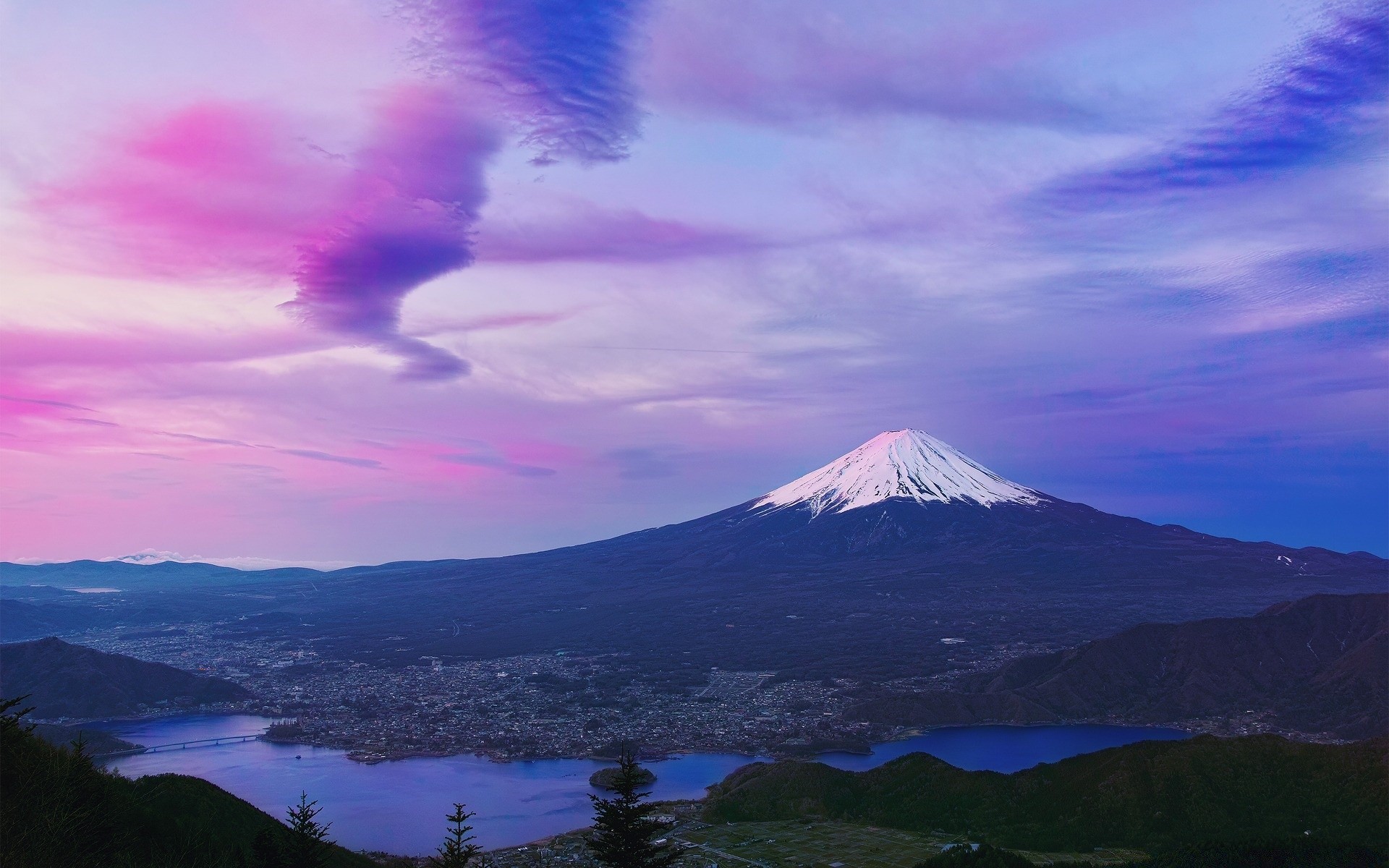 asia volcano mountain sunset snow dawn sky travel water outdoors nature landscape dusk evening fog