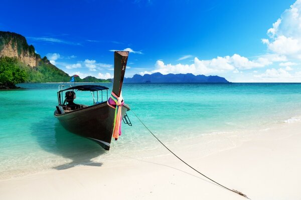 Boat on an exotic Asian beach