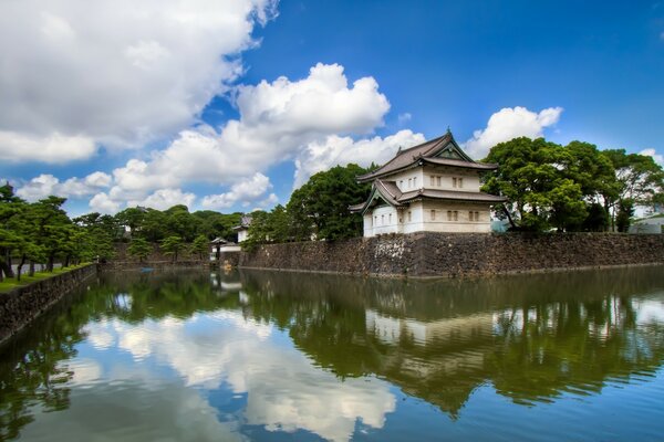 Die Architektur der Landschaft im Wasser spiegelt sich wider