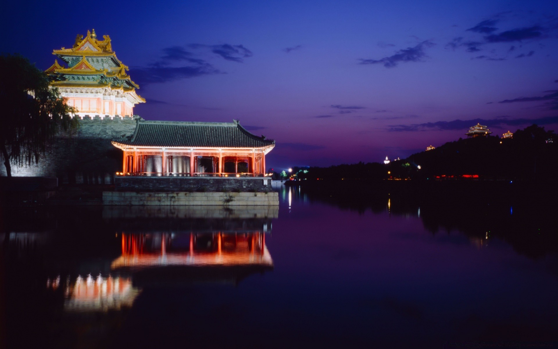 asia water travel evening dusk reflection outdoors sky lake architecture building sunset watercraft dawn tourism castle light